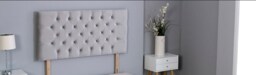 "Silver Plush Velvet Chesterfield Headboard Silver 2FT6 Small Single 26""inch Headboard"