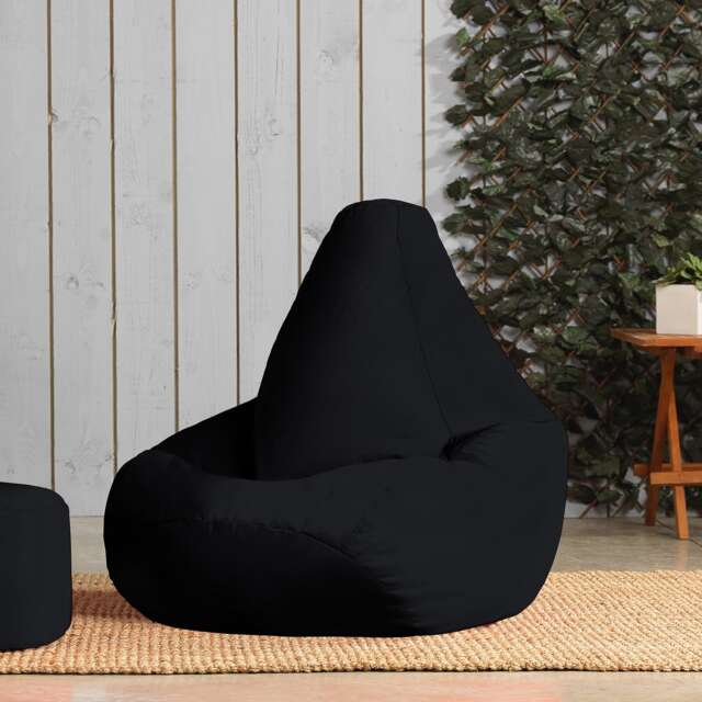 Highback Gaming Beanbag Indoor and Outdoor Black Set of 2