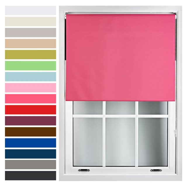 FURNISHED Roller Blind Made to Measure Blackout Fabric with Metal Fittings Easy Fit Pink Fuchsia (W) 120cm x (L) 165cm