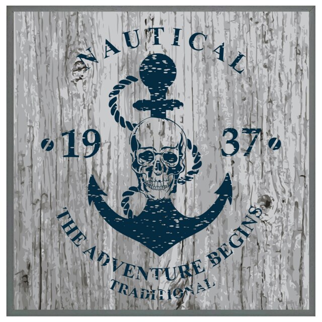 Anchor print on wood (Picture Frame) Grey XL