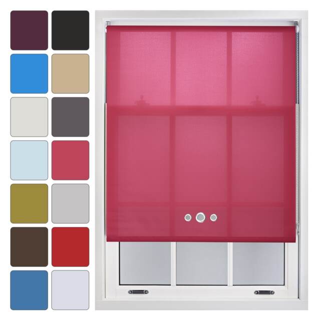 FURNISHED Daylight Roller Blinds with Triple Round Eyelets Easy Install Cut to Size Pink Fuchsia (W) 210cm x (L) 165cm