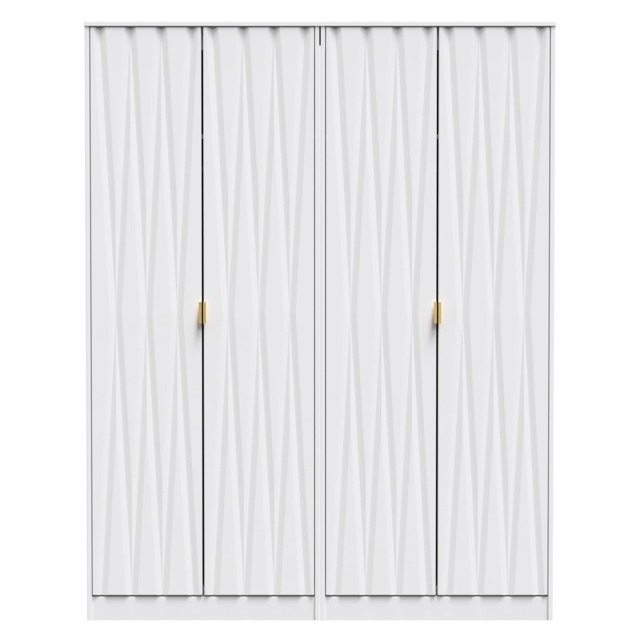 Dallas Tall 4 Door Wardrobe in White Matt (Ready Assembled) White White Matt