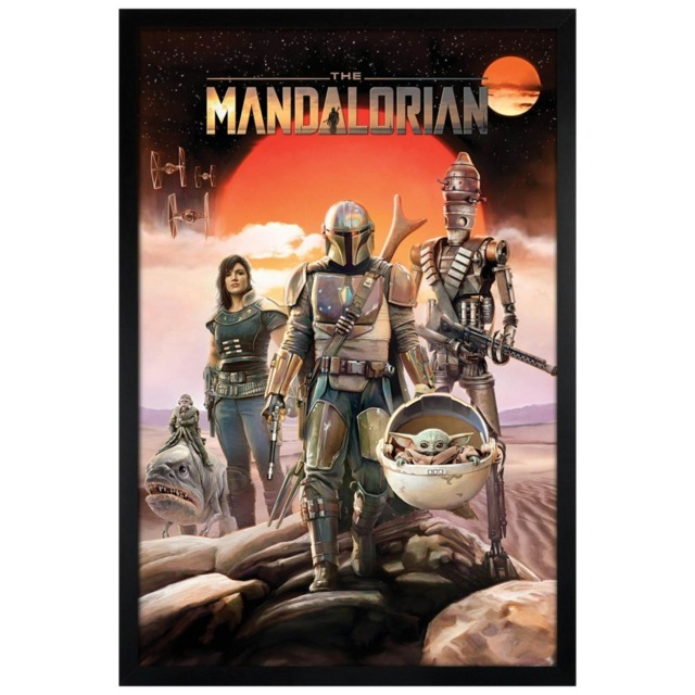 Black Wooden Framed Star Wars: The Mandalorian (Group) Maxi Poster Multi