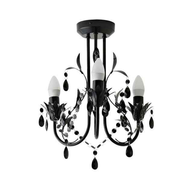 ValueLights Odelia 3 Way Black Ceiling Light Chandelier and Bulbs