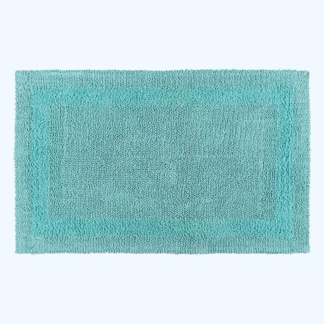 Homescapes Luxury Reversible Extra Large Bath Mat - Aqua Blue Aqua