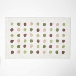 Homescapes Multi Colour Cotton Bath Mat Tufted Polka Dot Design - 50 x 80 cm Green
