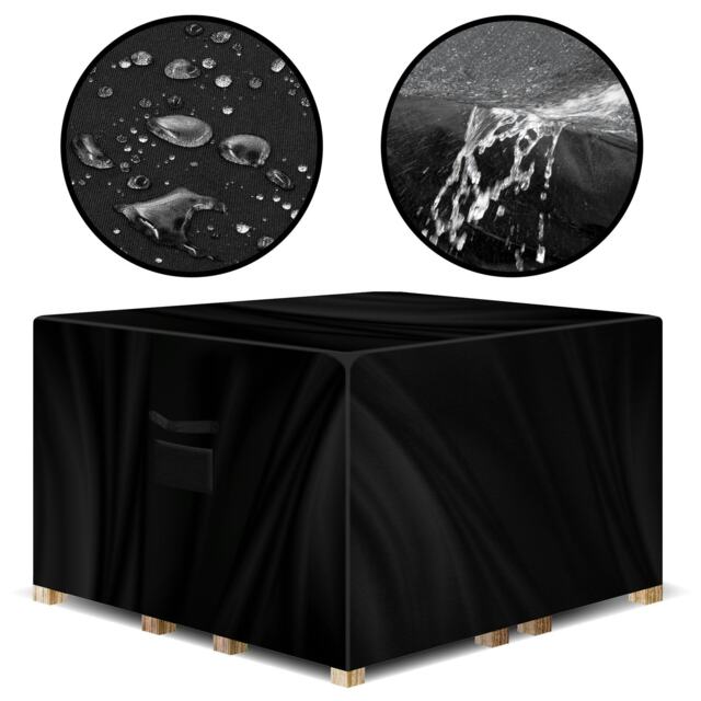 Gracious Gardens Square 150x150x75cm Waterproof Garden Furniture Cover Black Black 150x150x75cm 1