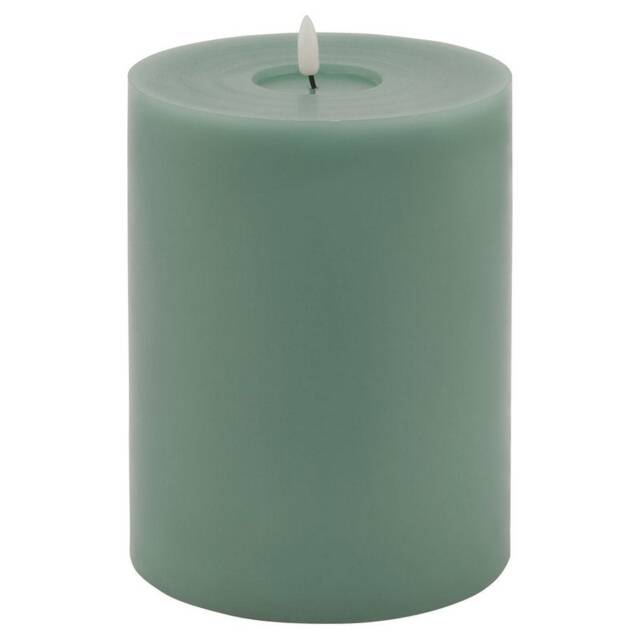 Luxe Collection Melt Effect LED Candle - Wax - L15 x W15 x H20 cm - Sage Green Green