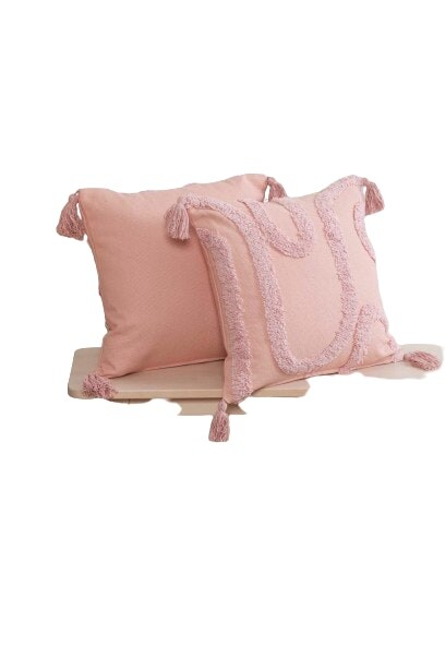Cabana Tufted (43x43 cm) Cushion Cover with Cusion Pads Pink 43 x 43 cm 1