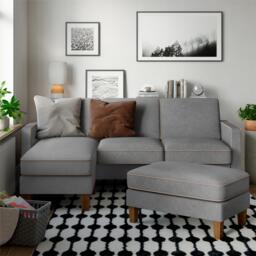 Novogratz Bowen Ottoman in Grey Fabric Grey Grey