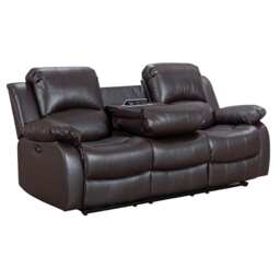 Faux Leather Brown 3 Seater Electric Recliner Sofa VALENCIA