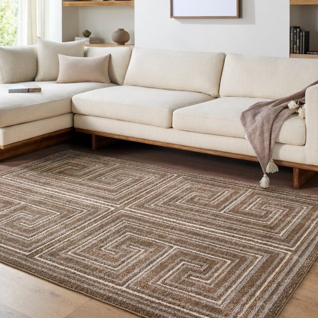 LIVABLISS La Luna-Global Graphic Rug 160 x 213 cm Brown Taupe Grey