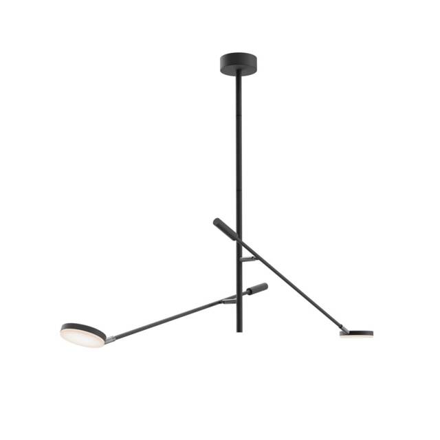 Fad Modern 2 Arm Integrated LED Semi Flush Ceiling Light Black 3000K 800lm