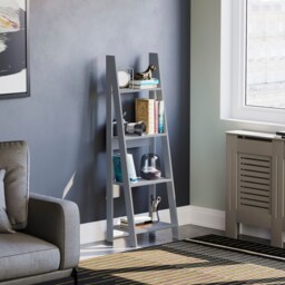 Vida Designs Bristol 4 Tier Step Ladder Bookcase Display Storage, Grey