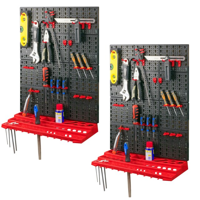 KCT 3 Pcs Plastic Wall Mounted Tool Board Rack Storage Garage Organiser Workshop DIY Shed Shelves