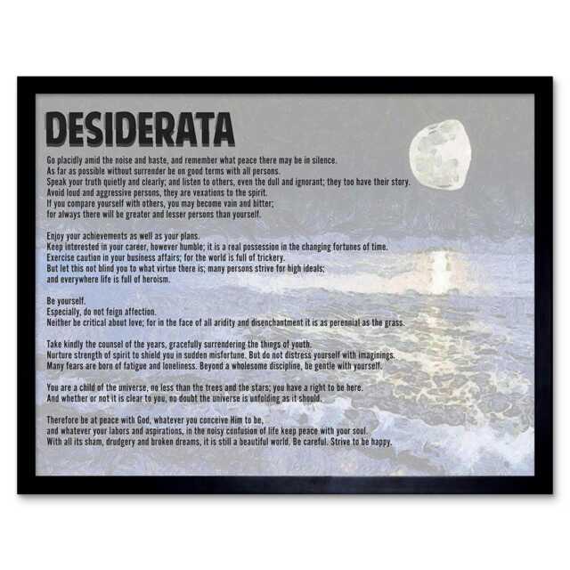 Desiderata Ehrmann Poem Go Placidly Quote Framed Wall Art Print