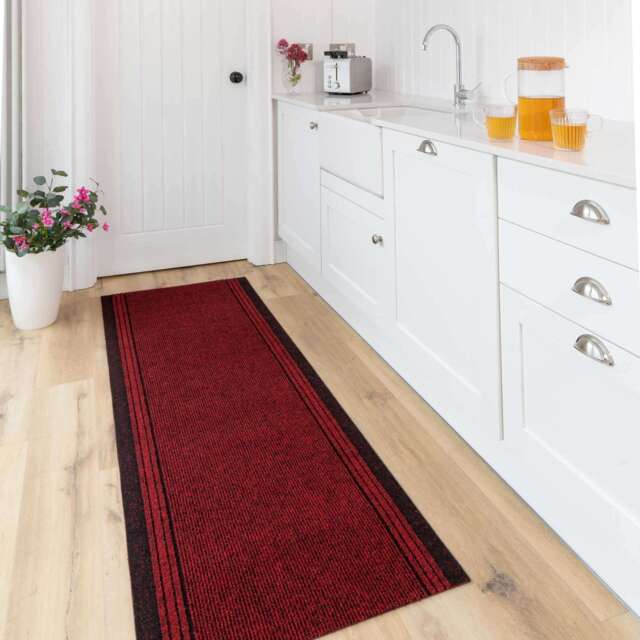 kukoon 3ft - 39ft Long Red Hallway Runner Rug Stair Carpet Mat 60cm x 366cm