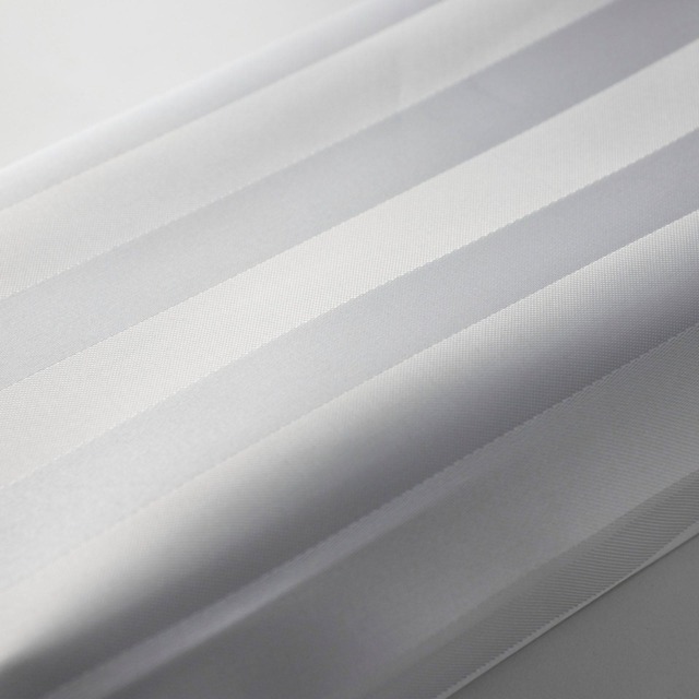 EuroShowers Satin Stripe White Shower Curtain with Weighted Hem - 180x200cm