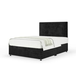 Neptune Spring Black Naples Velvet Divan Set And Valencia Headboard Single