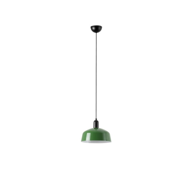Tatawin Medium Dome Pendant Ceiling Light Black, Gloss Green 1x E27