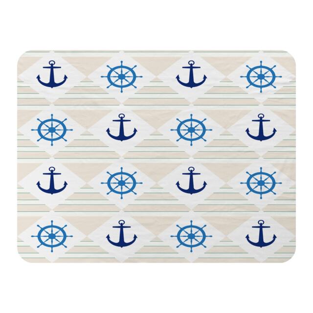 Nautical Elements On Striped Blanket Multi