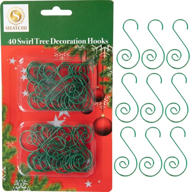 40Pcs Swirl Tree Decoration Hooks Green - Add a Touch of Style