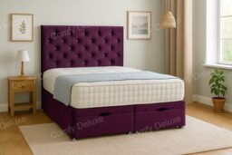 End Opening Ottoman Divan Bed Set Purple Naples 2ft6 Small Single