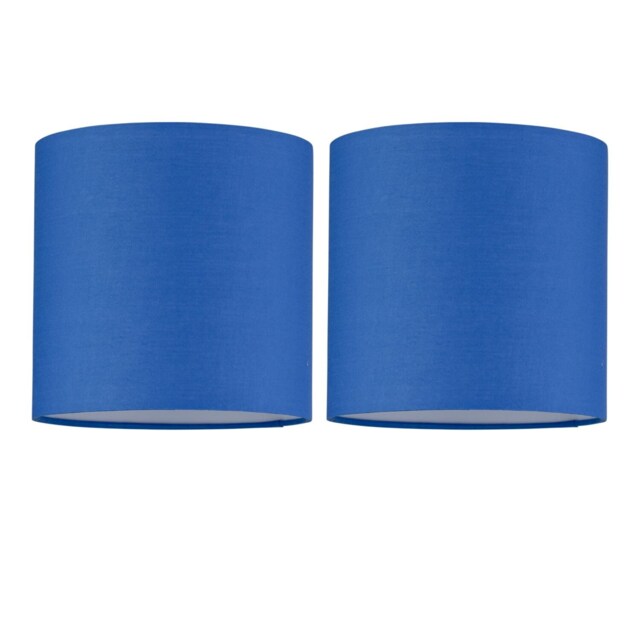 Set of 2 Royal Blue Textured Cotton 17cm Table Lamp Shades Blue Small 2