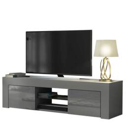 TV Unit TV Stand Grey High Gloss Media Console Sideboard Storage Cabinet 130cm