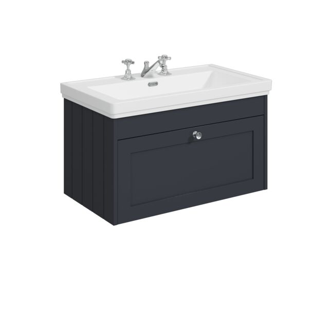 Balterley Wall Hung 1 Drawer Unit with Classic Basin 3 Tap Hole Grey 431 x 800 x 453mm