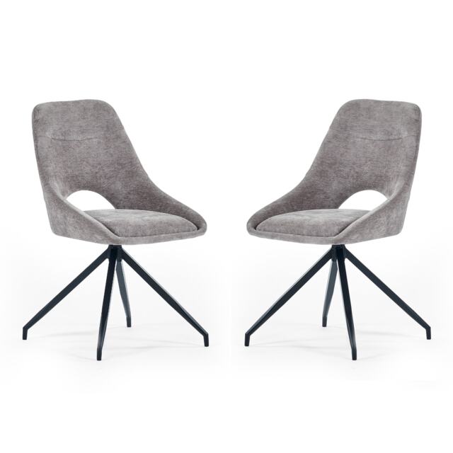 Pembroke Premium Grey Chenille Upholstered Dining Chairs - Set of 2