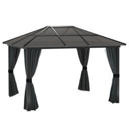 Outsunny 3 x 3.6m Aluminium Hardtop Gazebo Canopy w/ Polycarbonate Top Black Black and Dark Grey 360 x 300 x 265 cm