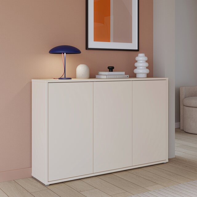 Alice Springs 3 Door Sideboard with Push-to-Open Doors in Sand