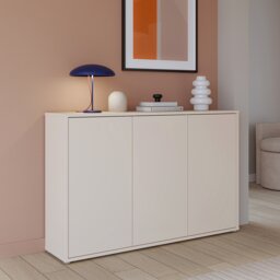Alice Springs 3 Door Sideboard with Push-to-Open Doors in Sand