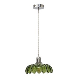 Alice - Green Leaf Design Pendant Shade with Chrome Flex Set