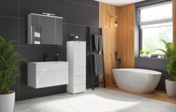 Bathroom Vanity Unit with Basin 800mm Wall or Floor Standing Cabinet White Gloss Spice