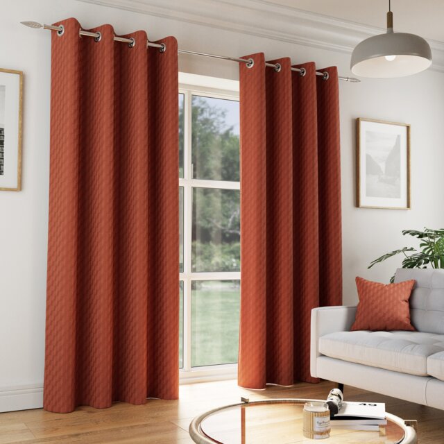 Enhanced Living Tokyo Orange 90 x 90 inch (229x229cm) Eyelet Thermal Noise Reducing Dim Out Curtains (PAIR) Orange Orange 2