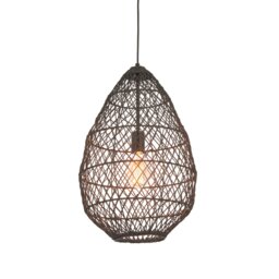Pimva Wire Frame Pendant Ceiling Light Black Rattan, Matt Black, 1x E27