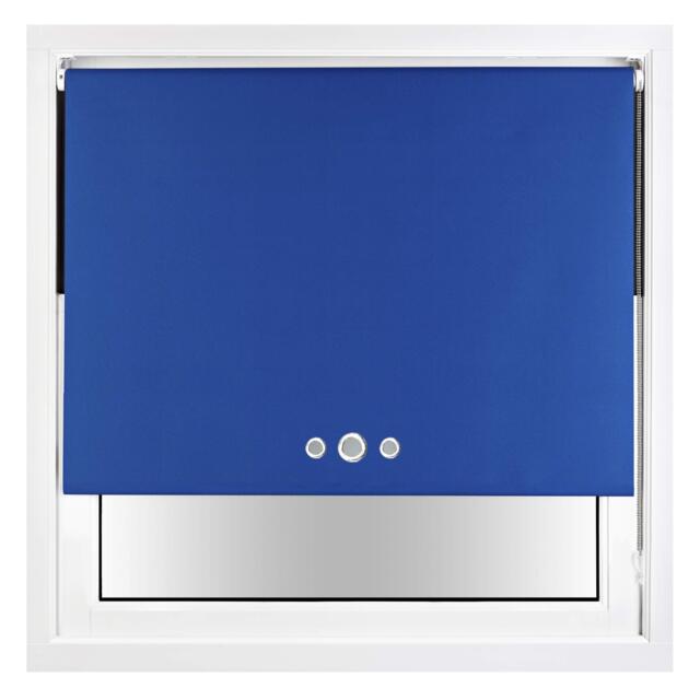 FURNISHED Blackout Roller Blind with Triple Eyelets & Metal Fittings Blue Blue (W) 235cm x (L) 210cm