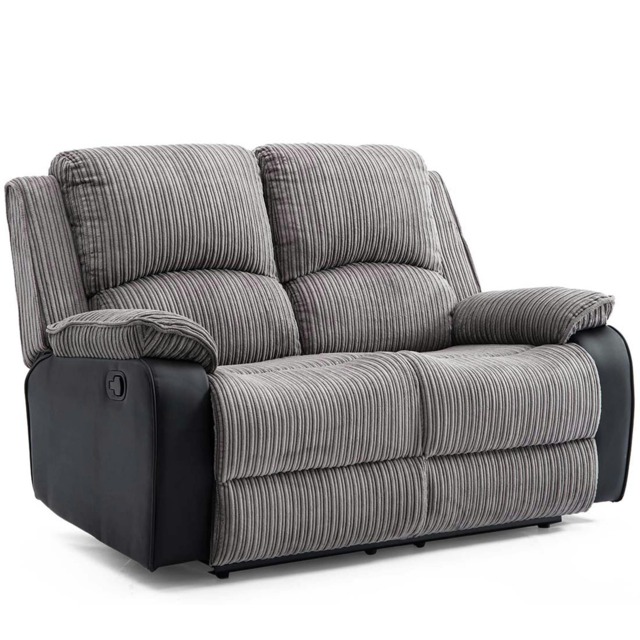 Postana 2 Seater Manual High Back Jumbo Cord Fabric Recliner Sofa (Grey)