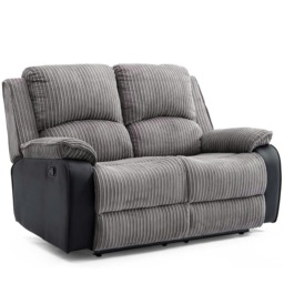 Postana 2 Seater Manual High Back Jumbo Cord Fabric Recliner Sofa (Grey)