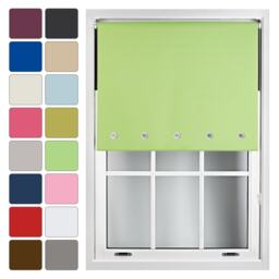 FURNISHED Blackout Roller Blinds with Round Eyelets Cut to Size Easy Fit Window Shade Green Lime (W) 210cm x (L) 165cm