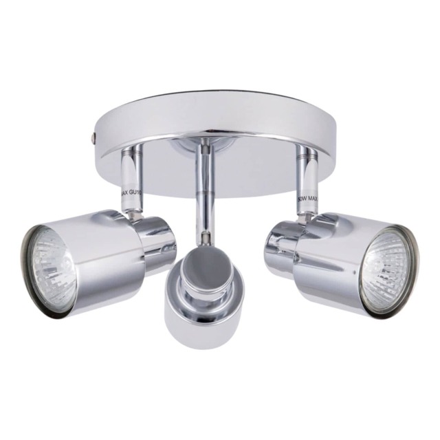 Chrome 3 Light IP44 Bathroom Round Spotlight Plate Chrome 1