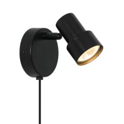 Nordlux Boston Indoor Wall Light Black Metal Sensor GU10 Adjustable Head - Plug In or Mains Powered , IP20 Black Black
