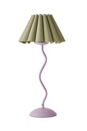 ValueLights Wiggle Sage Pleated Scallop Lamp Shade Purple Metal Table Lamp & Bulb Purple Green