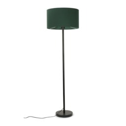 ValueLights Charlie Black Floor Lamp Forest Green Shade
