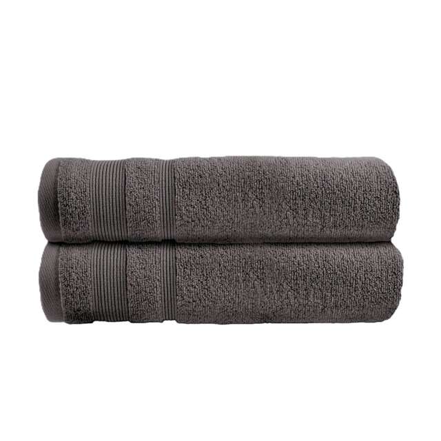Luxury Zero Twist Egyptian Cotton Bath Towels 70 x 120cm - Pack of 2 Grey Charcoal Bath towel