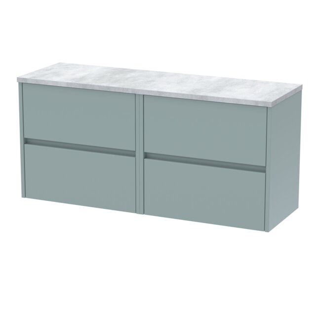 Balterley Chartley Contemporary 4 Drawer Wall Hung Vanity Unit with Laminate Worktop, Coastal Grey, 1200mm