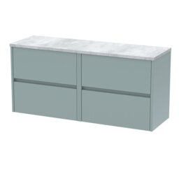Balterley Chartley Contemporary 4 Drawer Wall Hung Vanity Unit with Laminate Worktop, Coastal Grey, 1200mm