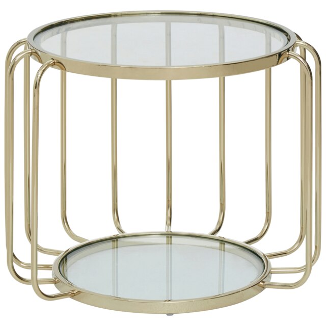 Interiors by Premier Modern Gold Side Table, Contemporary Gold Side Table with Glass Top, Luxury Side Table for Living Room Gold